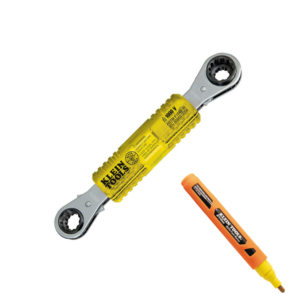 Klein Tools Lineman's Insulating 4-in-1 Box Wrench with Free Paint Marker from GME Supply